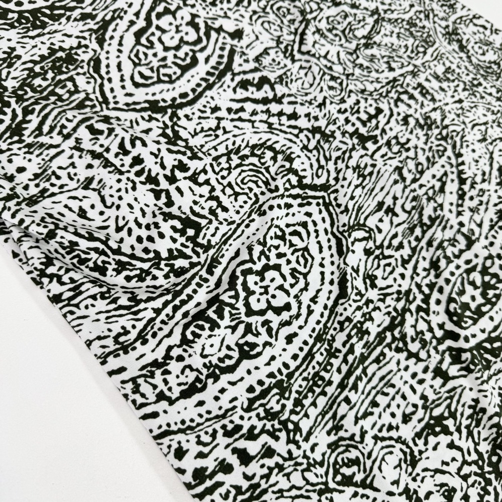 My Lane Dress Womens Medium Black White Paisley Print Short Sleeve Made USA - Picture 7 of 8